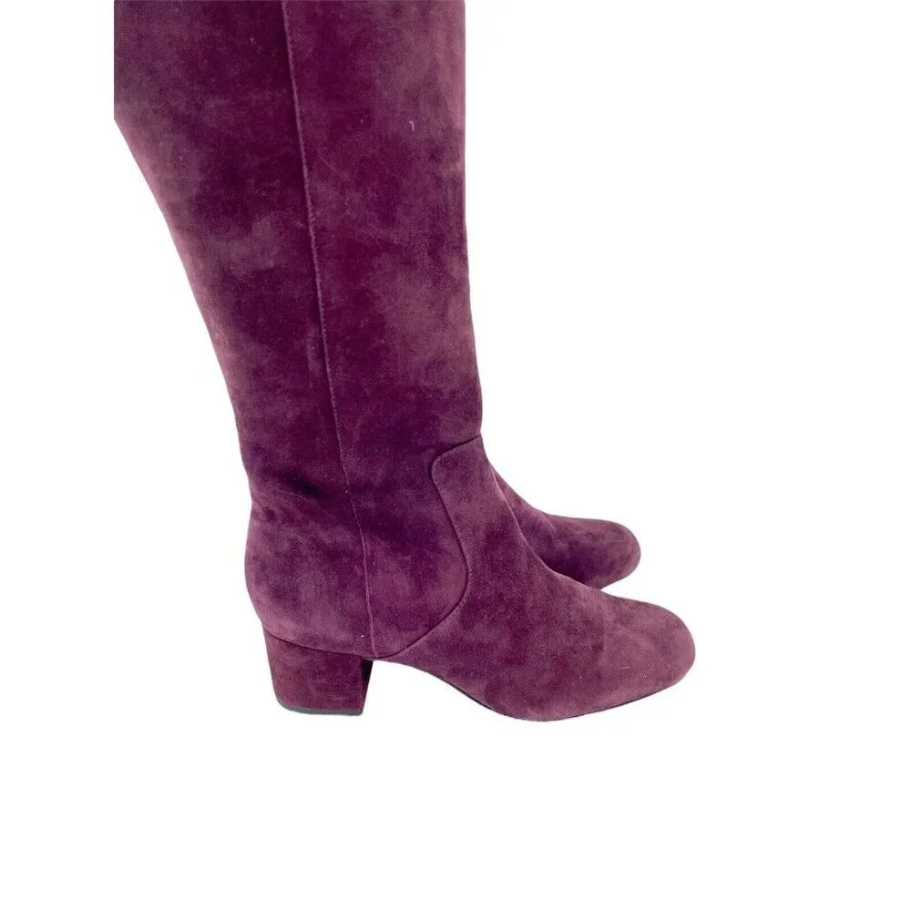 Sam Edelman Boots Elina Suede Leather Over Knee Boots Burgundy Sz 6 New